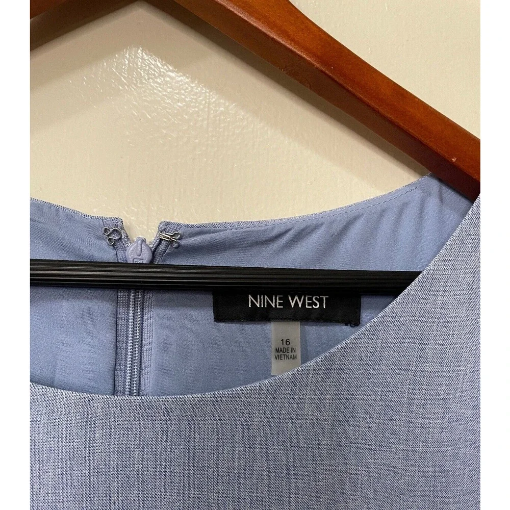 Nine West Sleeveless Sheath Dress With Fabric Belt Light Blue Size 16 Pre-owned - Picture 4 of 7